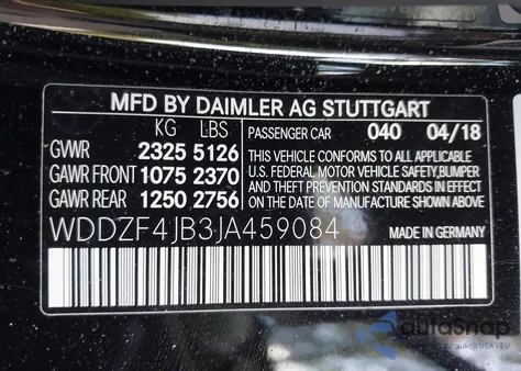 2018 Mercedes-Benz E 300 из США, поврежденный, VIN WDDZF4JB3JA459084